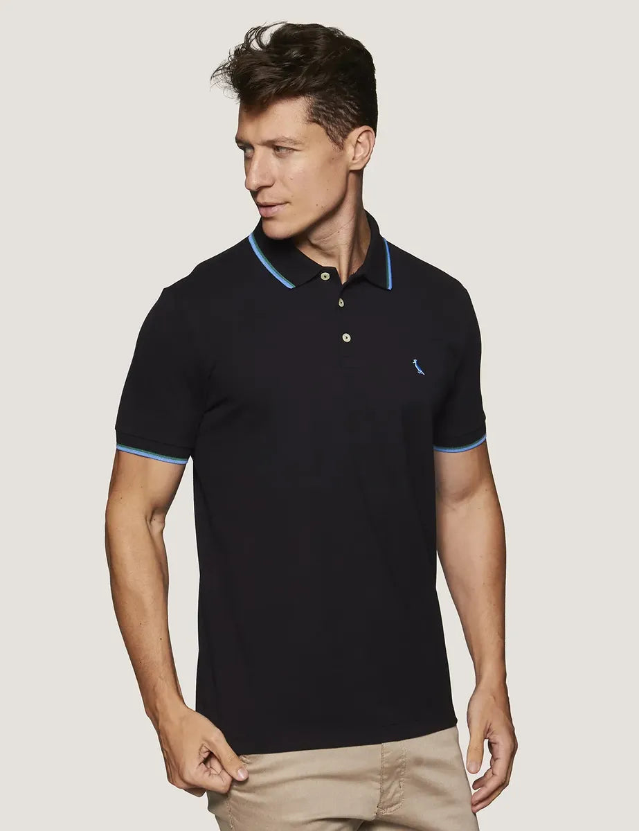 Camisa Polo Reserva Masculino Preto Curta 100% Algodão