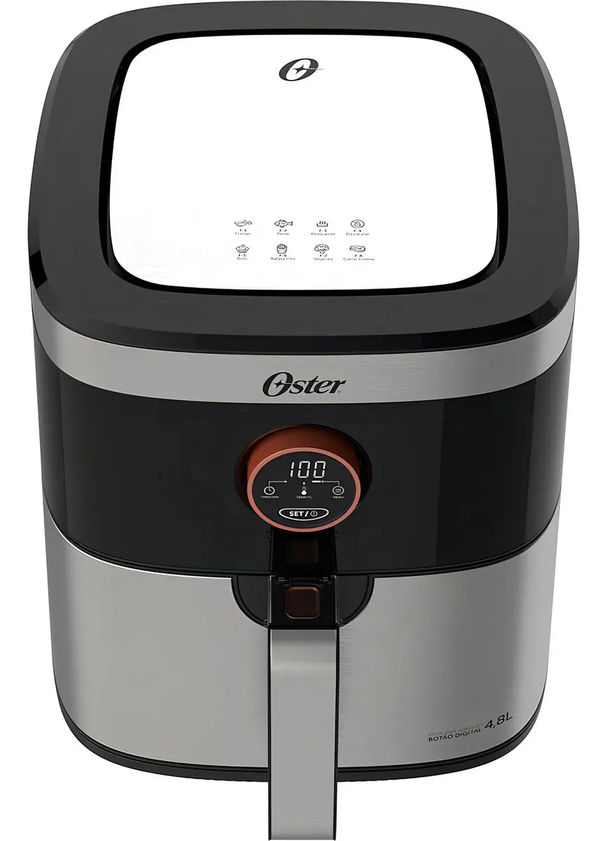 🍟 Fritadeira Air Fryer Oster Black&amp;Inox 4,8L — Mais Sabor, Saúde e Praticidade Para Sua Família!
