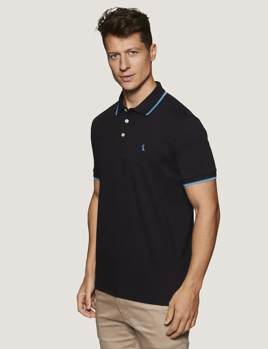 Camisa Polo Reserva Masculino Preto Curta 100% Algodão