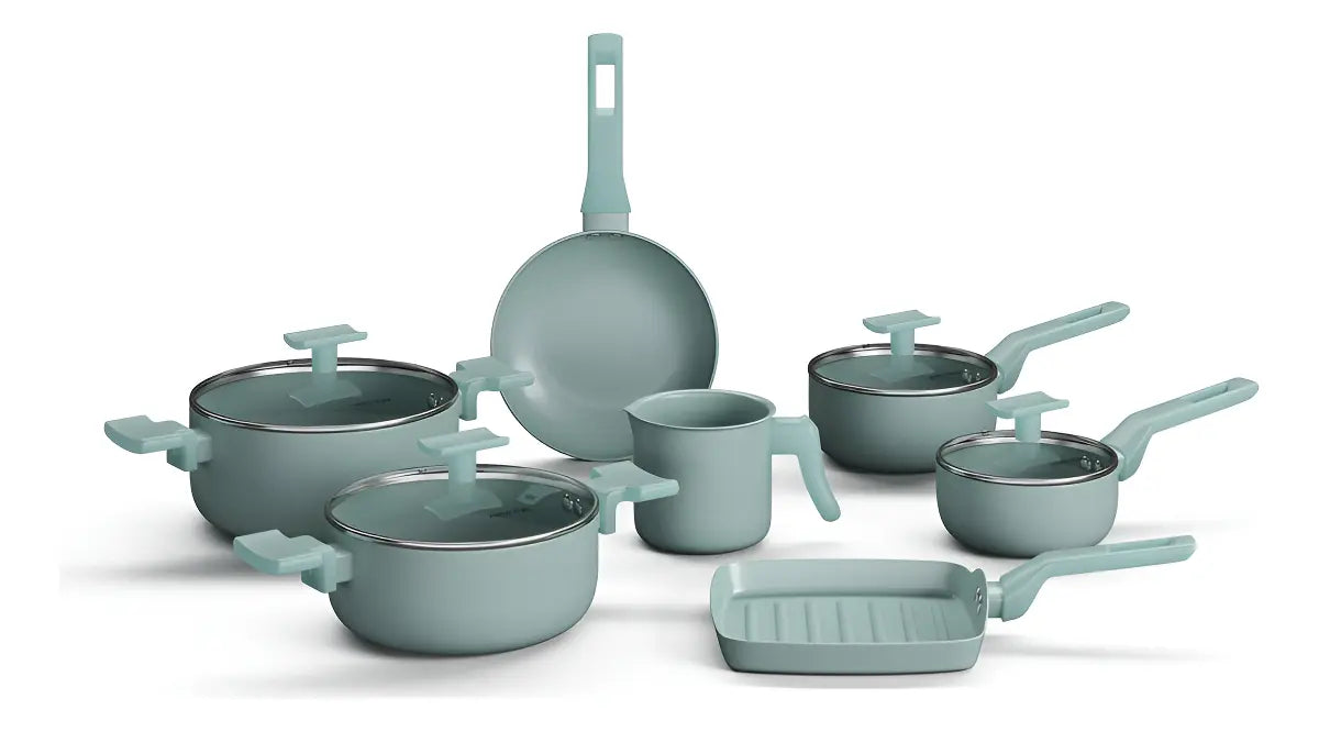 🍳 Conjunto de Panelas Satin Cook 7 Peças Aquamint — Elegância e Praticidade Para Sua Cozinha!